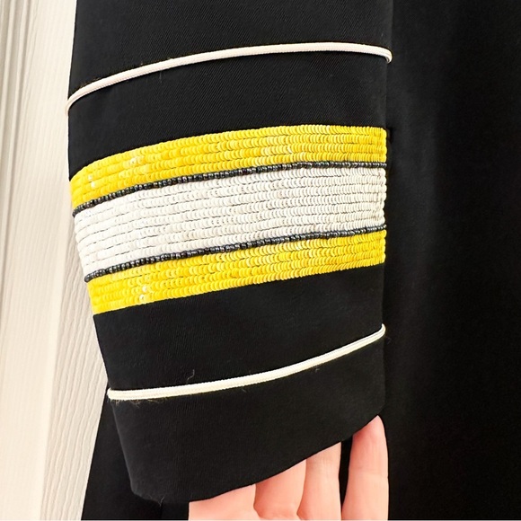 Escada by Margaretha Ley Vintage 80s Nautical Wool Blazer sequin cuffs Black - Picture 5 of 11